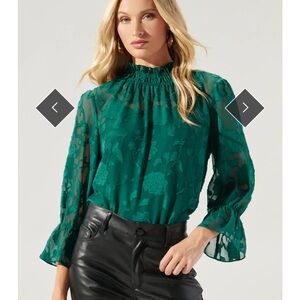 Sugarlips Emerald Green Floral Blouse